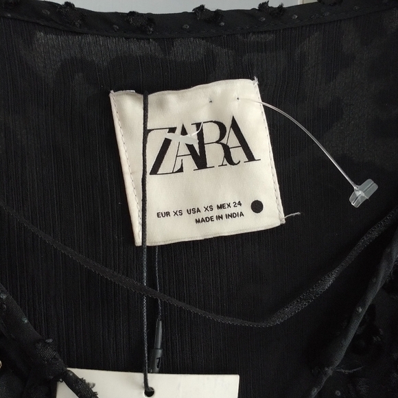 Zara Plumetis Black Jacket w Sequins and Beaded Tassels XS - Picture 5 of 12